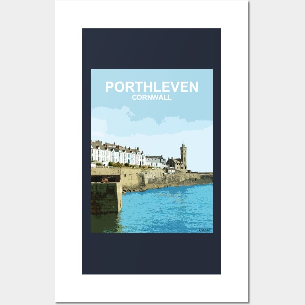 Porthleven Cornwall. Cornish gift. Travel poster Wall Art by BarbaraGlebska